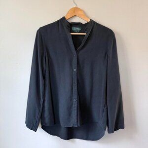 Black Silk Button Up